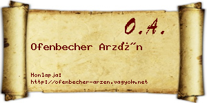 Ofenbecher Arzén névjegykártya